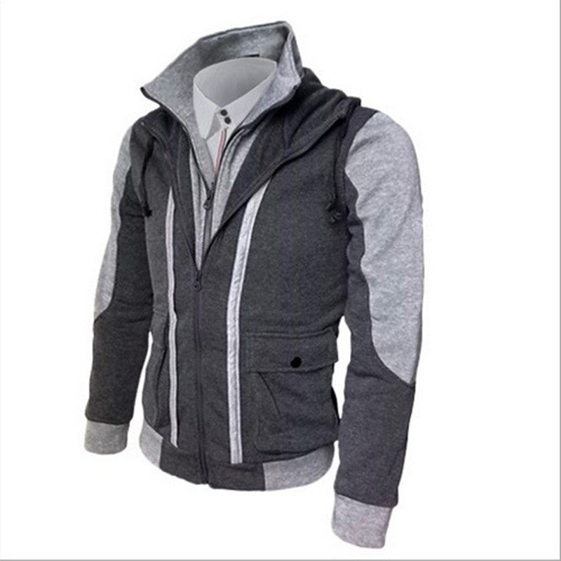Men's Casual Hoodie Coat Warm Zipper Long Sleeve Hooded Sweatshirt Jacket Tops