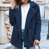Button-down Fluffy Jacket, Loose Lapels, Plush Cardigan, Women's Top