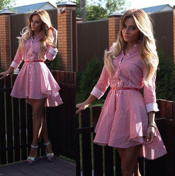 Ladies Long sleeve striped Mini Skirts