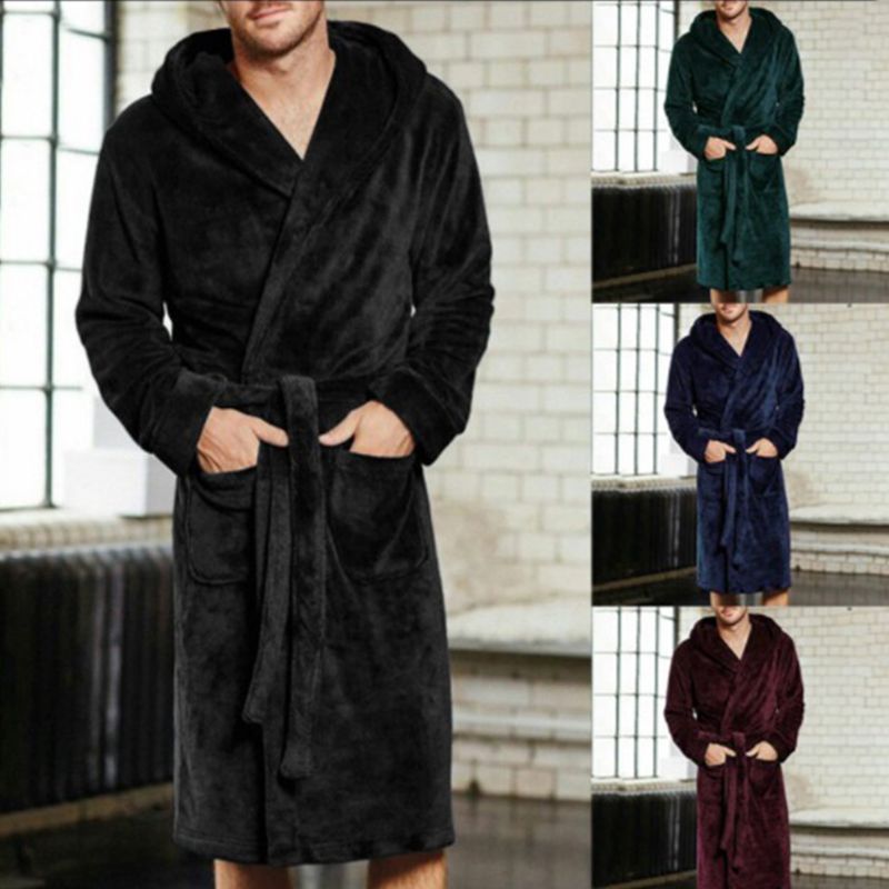 Bathrobe For Mens & Womens Nylon Hooded Double-sided velvet