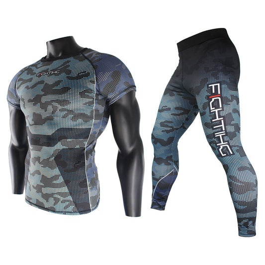 Mens Compression Sport Suit Quick Dry Running Gym Fitness Tracksuits Set