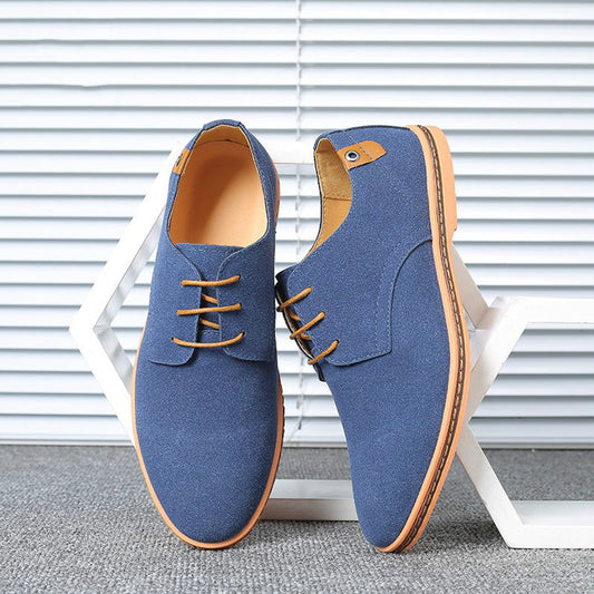 Men's Oxford Shoes Lace Up Business Casual Suede Leather Shoes Black