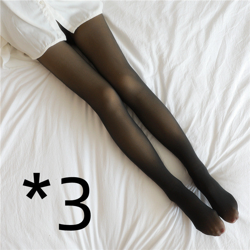 Women Winter Warm Fleece Tights Stockings Thermal Lined Translucent Pantyhose