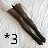 Women Winter Warm Fleece Tights Stockings Thermal Lined Translucent Pantyhose