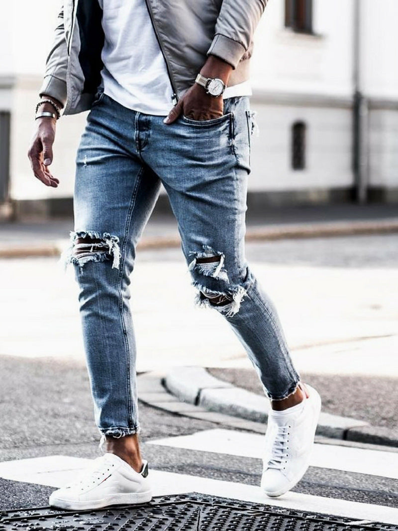 Men's jeans Pant new hole pants Denim Style trousers