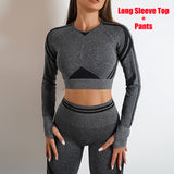 Ladies Seamless Yoga Pants Sports Gym Fitness Leggings Or Long Sleeve Tops Outfits Butt Lifting Slim Workout Sportswear Clothing