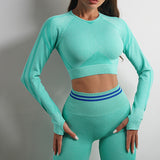 Ladies Seamless Yoga Pants Sports Gym Fitness Leggings Or Long Sleeve Tops Outfits Butt Lifting Slim Workout Sportswear Clothing