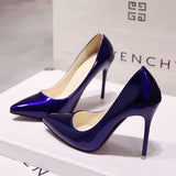 Women PU Pointed Toe Dress Pumps  High Heels Wedding Party Office Pump Shoes