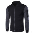 Mens Fashion Baseball Jacket Patchwork Sleeve Jacket