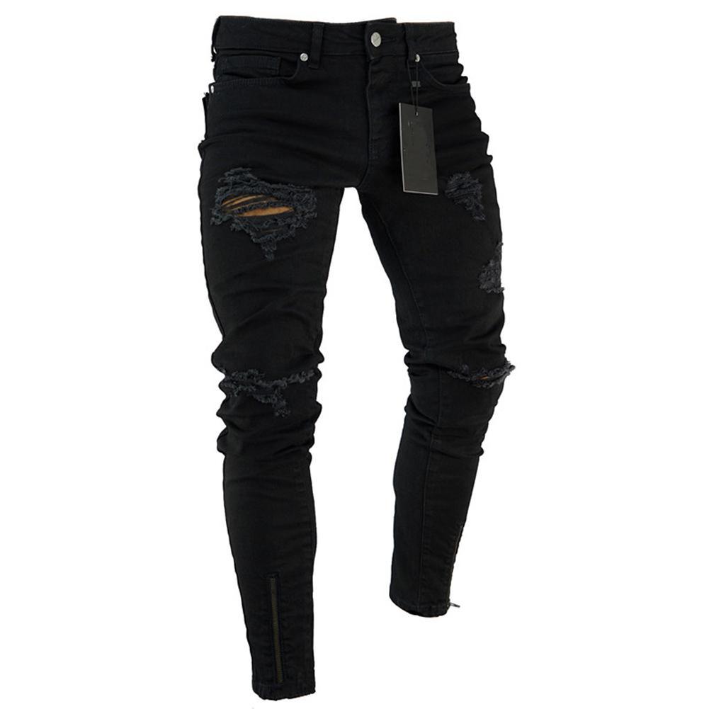 Mens Jeans Pant  Trousers Long Basic Broken Clothes