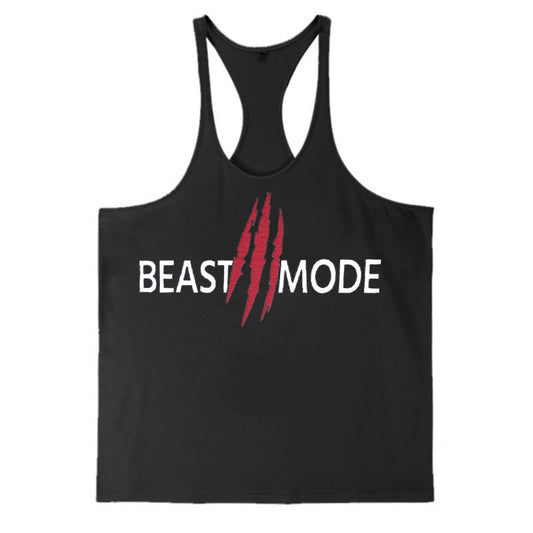 Mens Summer Cotton Fitness Muscle Men's Thin Shoulder Strap I-print Halter Vest