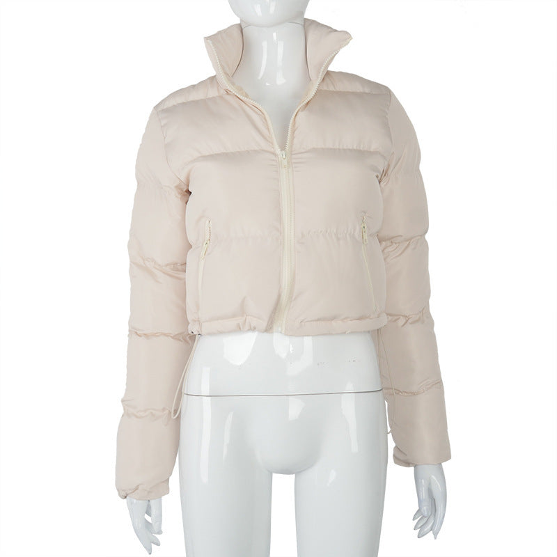 WOMENS LADIES QUILTED WINTER COAT THICK PUFFER PADDED CROP VARSITY JACKET