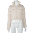 WOMENS LADIES QUILTED WINTER COAT THICK PUFFER PADDED CROP VARSITY JACKET