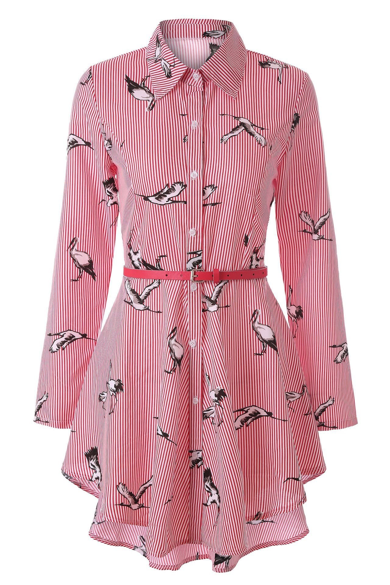 Ladies Long sleeve striped Mini Skirts