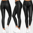 Women's Faux Leather Leggings with Pockets High Waisted Pleather Sexy Pants Stretchy Tights
