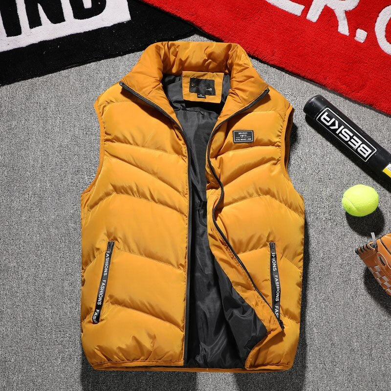 Men's Warm Padded Cotton Vest Waistcoat Autumn Coat Sleeveless Jacket Top