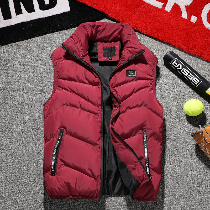 Men's Warm Padded Cotton Vest Waistcoat Autumn Coat Sleeveless Jacket Top