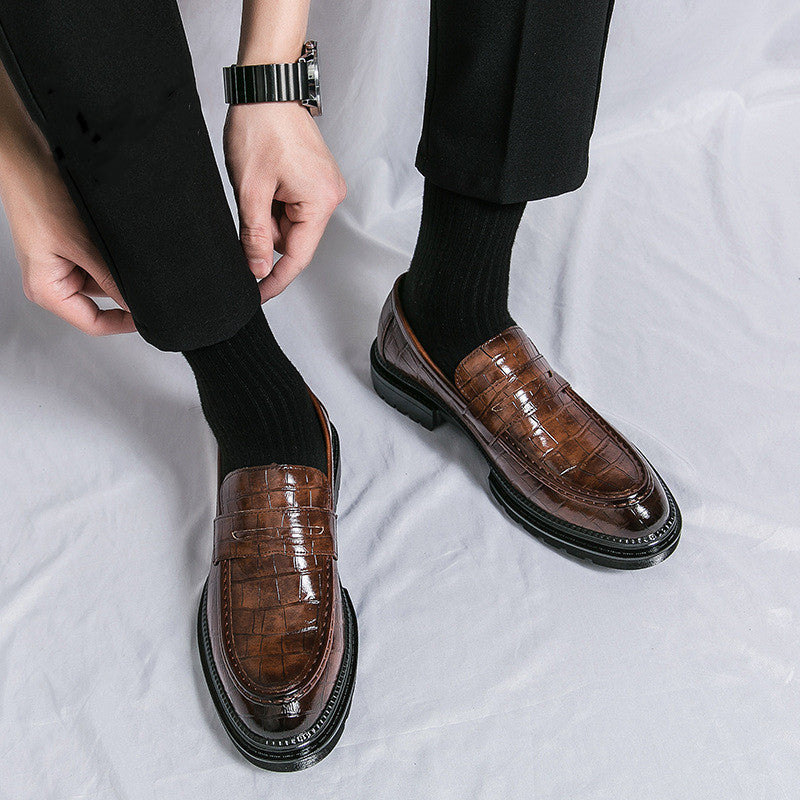 Men's Leather Tassel Loafers Luxury Round Toe punch Leather Shoes