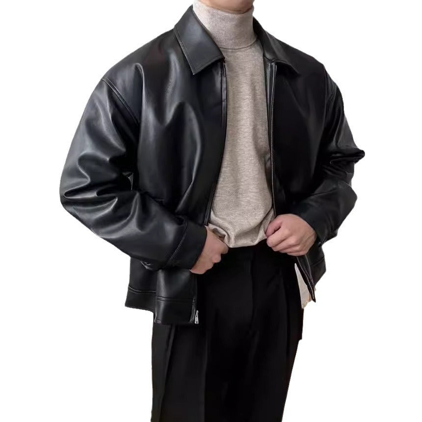 Retro leather jacket for casual dressing