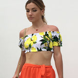 Womens Wrapped Camisole Tube Top Sexy Print Short Sleeve Beach Holiday