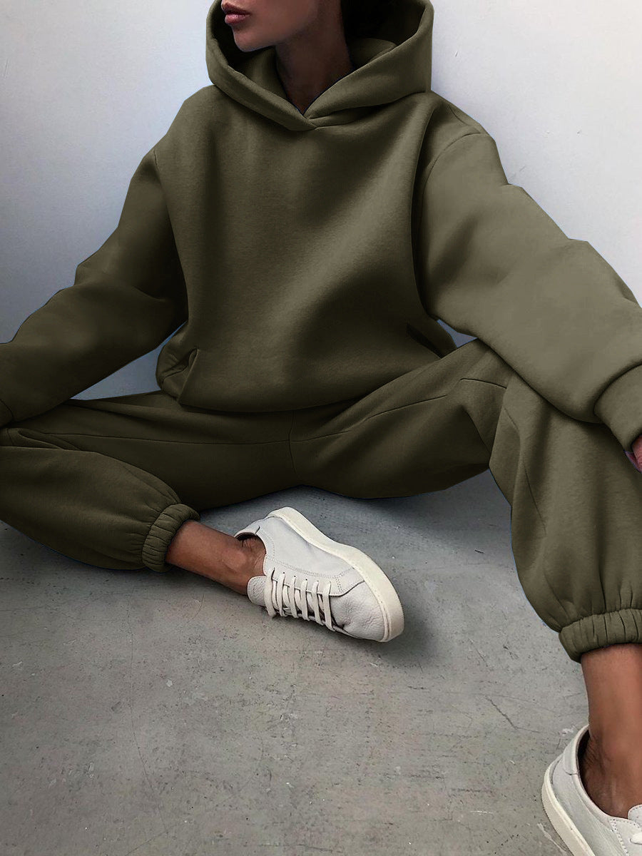 Women Two-piece Set Outfit Hoodie-Pant Large Tracksuit