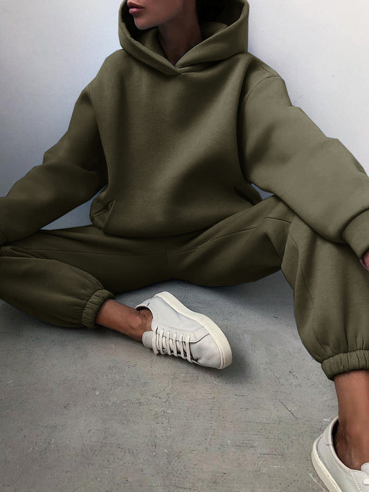 Women Two-piece Set Outfit Hoodie-Pant Large Tracksuit