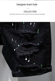 Mens Shorts Denim Stretch Cotton Ripped Slim Casual Summer Half Pant Jeans
