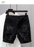 Mens Shorts Denim Stretch Cotton Ripped Slim Casual Summer Half Pant Jeans