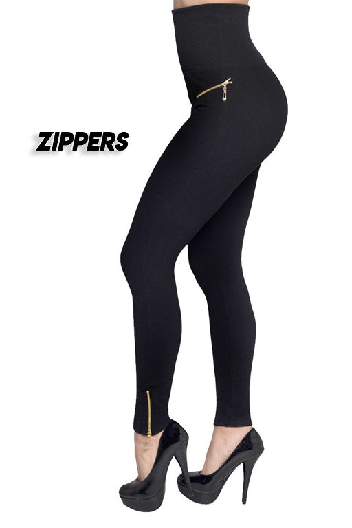 Womens High-waisted Tight Pants Tummy Control Zipper Leggings Seamless Breech with Diamond-studded Pants
