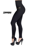 Womens High-waisted Tight Pants Tummy Control Zipper Leggings Seamless Breech with Diamond-studded Pants