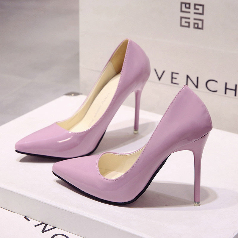 Women PU Pointed Toe Dress Pumps  High Heels Wedding Party Office Pump Shoes