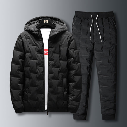 Mens Sweatsuits Puffer Jacket Trouser set Warm padded Jacket Trouser Set