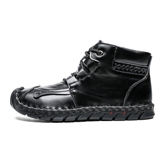 Mens Casual Leather Shoes Ankle Chukka Boots Slip On Lightweight Loafers Mid top Walking Driving Shoes for Male