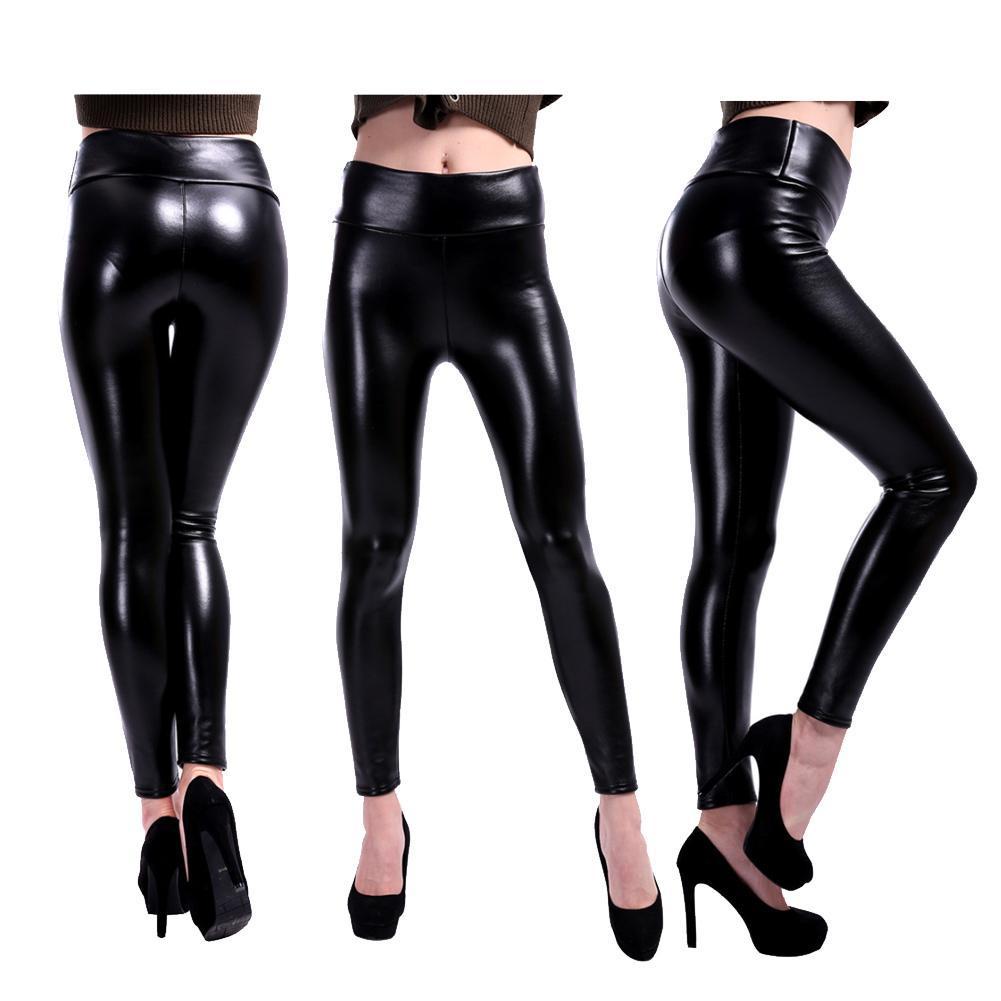 Women PU Leather Shaper High Waist Leggings