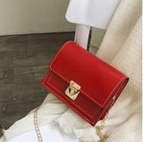Women's PU Leather  bag shoulder messenger bag chain small square bag