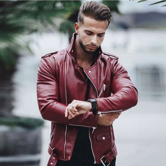 Leather jacket fashion jacket motorbike jacket