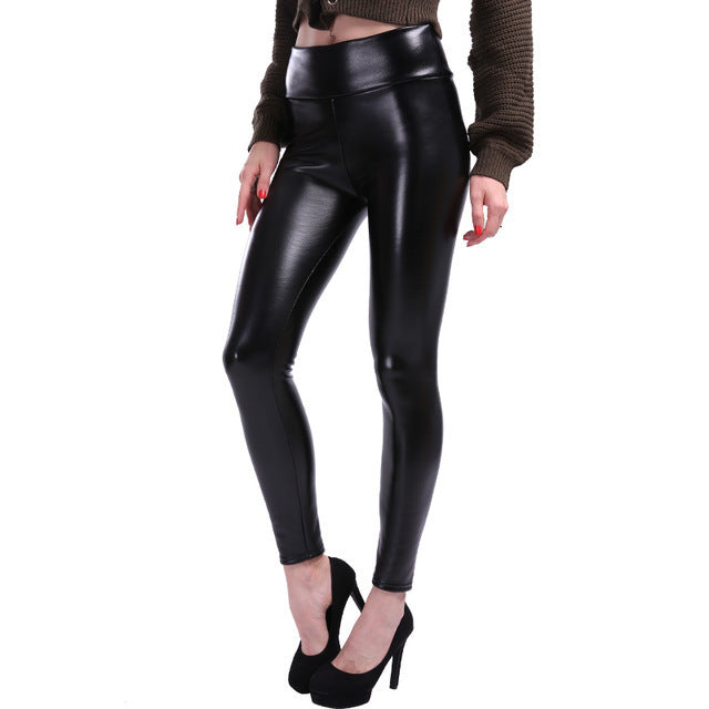 Women PU Leather Shaper High Waist Leggings