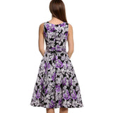 Womens  Vintage Babydoll Flower Print Dress