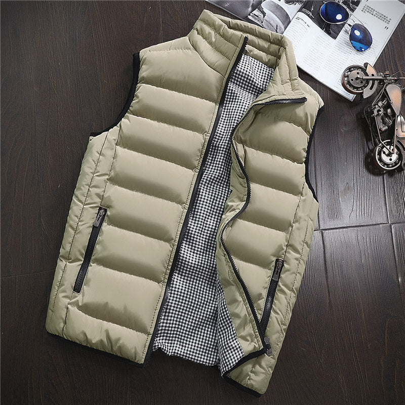 Men's Warm Padded Cotton Vest Waistcoat Autumn Coat Sleeveless Jacket Top