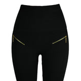 Womens High-waisted Tight Pants Tummy Control Zipper Leggings Seamless Breech with Diamond-studded Pants