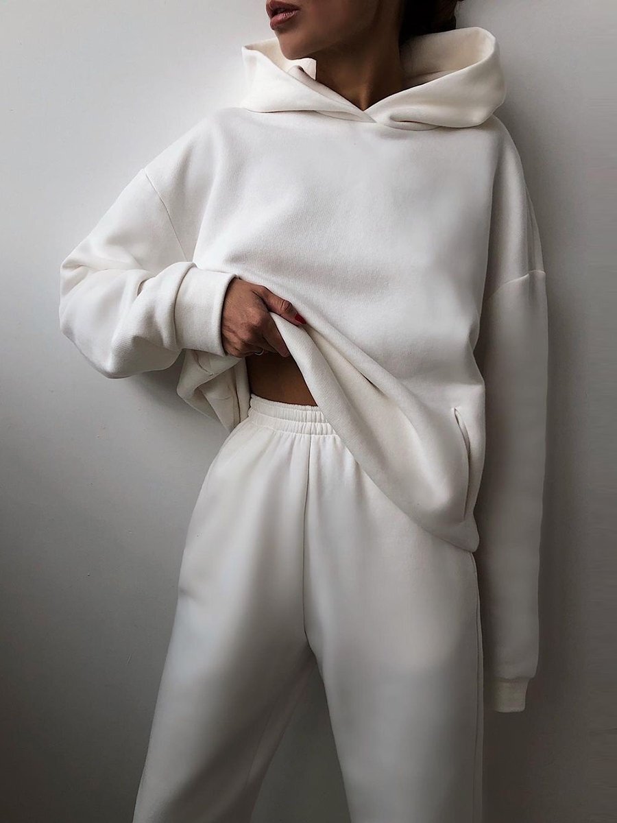 Women Two-piece Set Outfit Hoodie-Pant Large Tracksuit