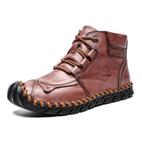 Mens Casual Leather Shoes Ankle Chukka Boots Slip On Lightweight Loafers Mid top Walking Driving Shoes for Male