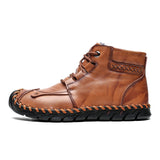 Mens Casual Leather Shoes Ankle Chukka Boots Slip On Lightweight Loafers Mid top Walking Driving Shoes for Male