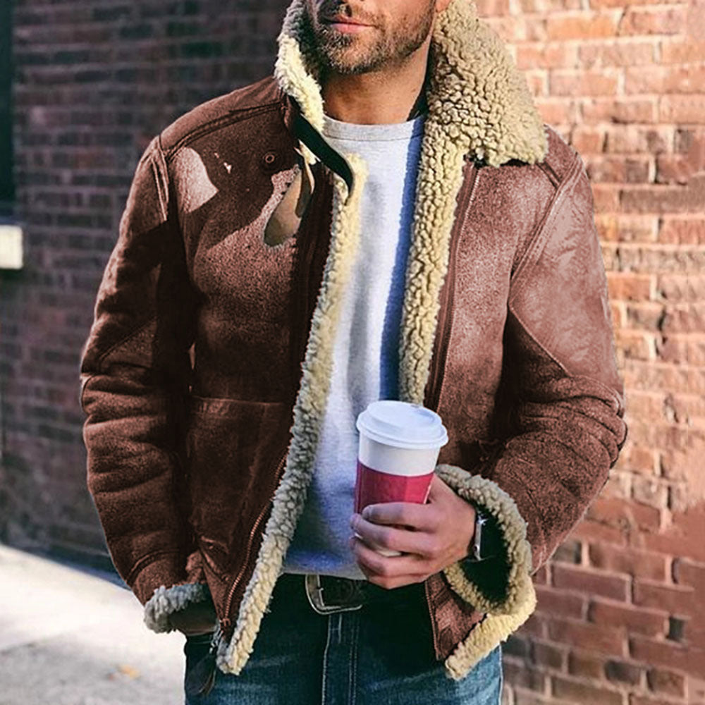 Men's Faux Leather velvet Jacket