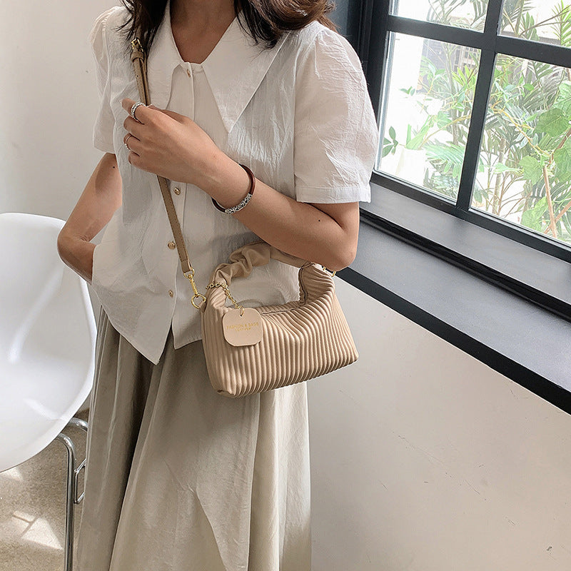 Luxury Women Fashion Crossbody PU Leather Pleated Cloud Small Tote Bags