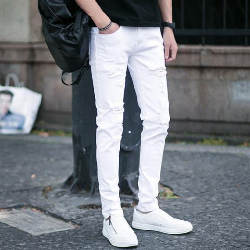 Men's Fashion Jeans Pants Trendy Slim Patch Jeans Denim Style Jeans
