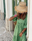 Women Summer Short Sleeve V Neck Casual Loose Beach Dress Ladies Long  Dresses