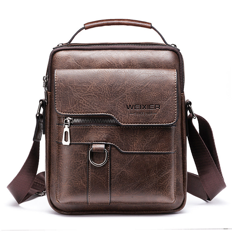 Men's Faux Leather Flaps Crossbody Messenger One Shoulder Bag