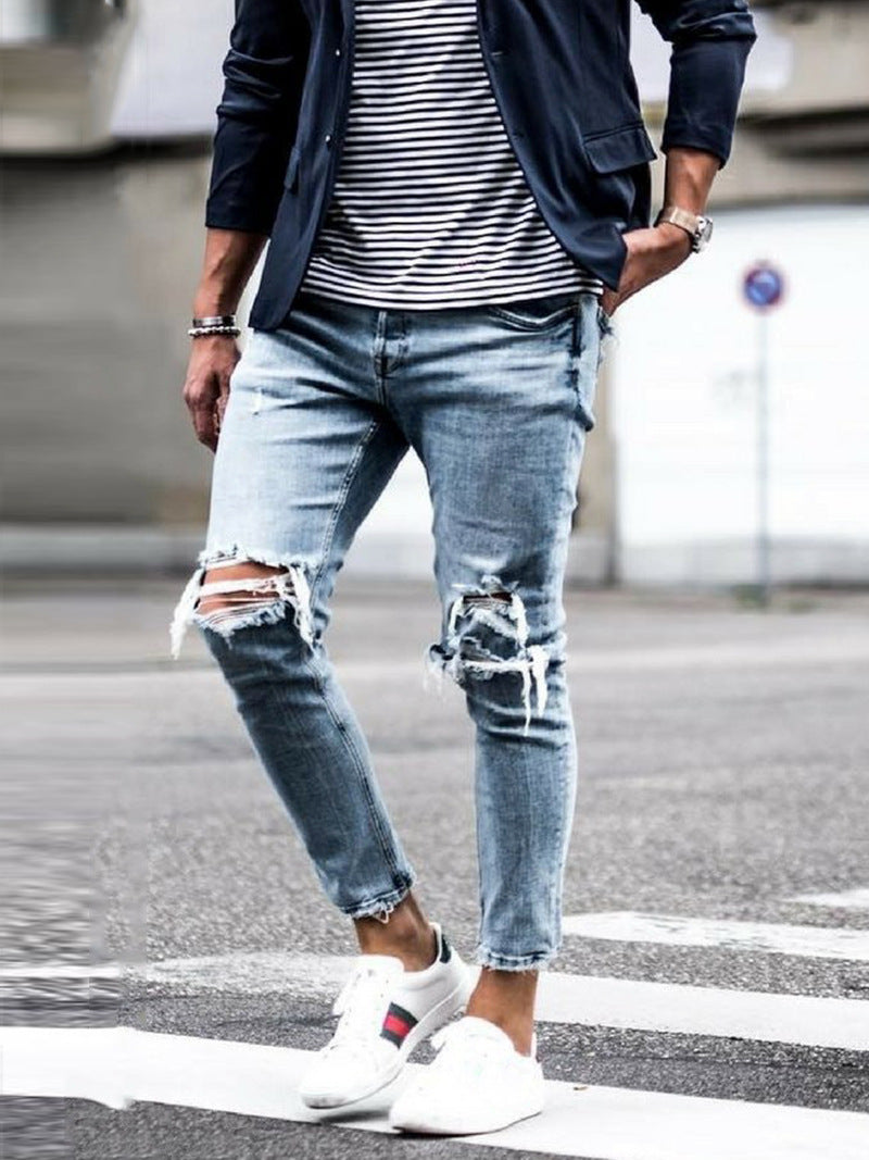 Men's jeans Pant new hole pants Denim Style trousers