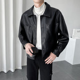 Leather Jackets Hood Mens Bomber Vintage Coats With Pocket